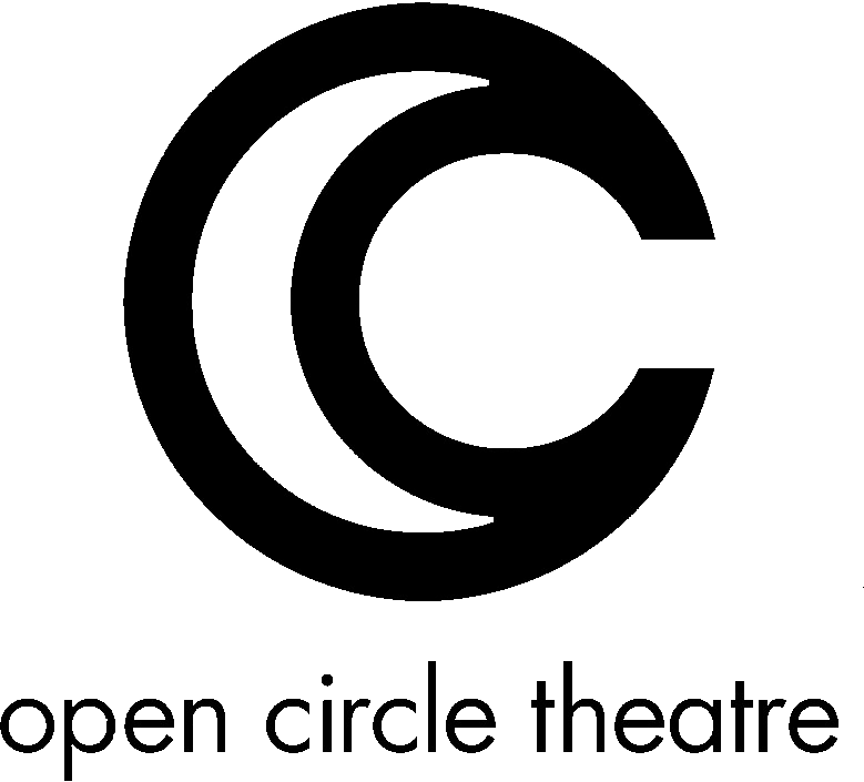 A crescent moon in black with the wors open circle theatre below